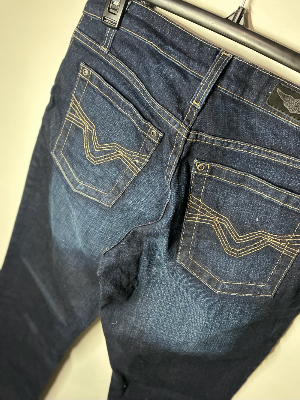 Harley-Davidson Women's Dark Blue Bootcut Jeans with Contrast Stitching - Picture 8 of 8